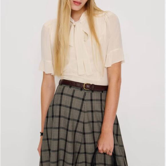 Reformation Tops - Reformation x Nara Smith Cloud Egg Tie Neck Blouse in Fior Di Latte 16